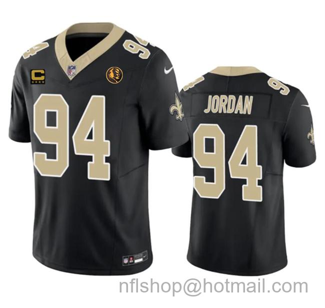 Men's New Orleans Saints #94 Cameron Jordan Black 2023 F.U.S.E. With 4-Star C Patch And John Madden Patch Vapor Limited Stitched Football Jersey