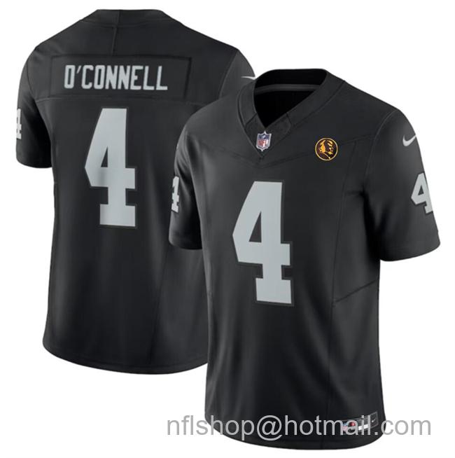 Men's Las Vegas Raiders #4 Aidan O'Connell Black 2023 F.U.S.E. With John Madden Patch Vapor Limited Stitched Football Jersey