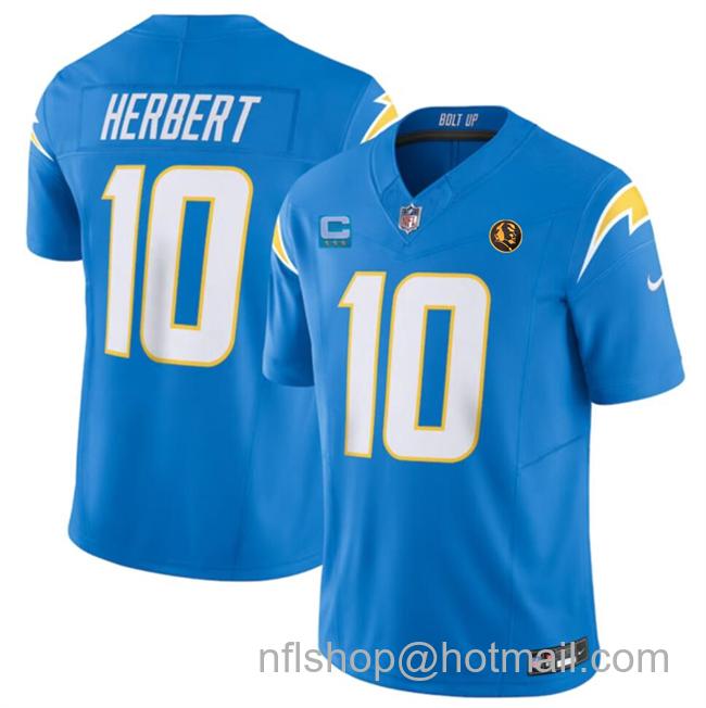 Men's Los Angeles Chargers #10 Justin Herbert Blue 2023 F.U.S.E. With 3-Star C Patch And John Madden Patch Vapor Limited Stitched Football Jersey