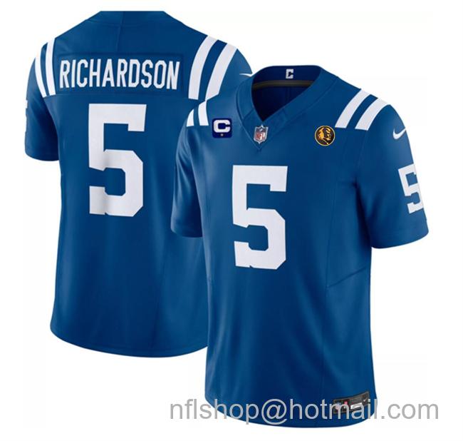 Men's Indianapolis Colts #5 Anthony Richardson Blue 2023 F.U.S.E. 1-Star C Patch And With John Madden Patch Vapor Limited Stitched Football Jersey