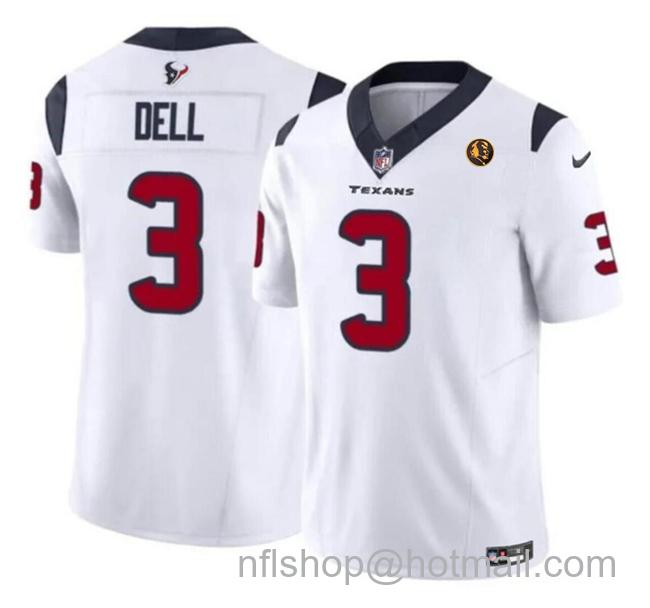 Men's Houston Texans #3 Tank Dell White 2023 F.U.S.E. With John Madden Patch Vapor Limited Stitched Football Jersey