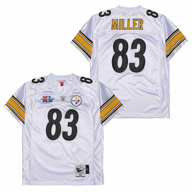 Men's Pittsburgh Steelers #83 Heath Miller White 2005 Super Bowl XL Throwback Jersey