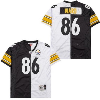 Men's Pittsburgh Steelers #86 Hines Ward Black White Split 2005 Throwback Jersey