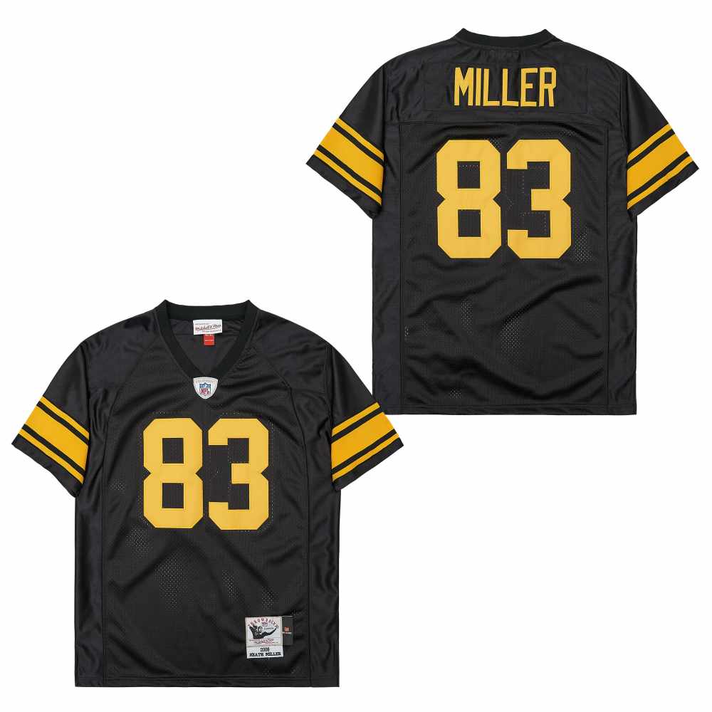 Men's Pittsburgh Steelers #83 Heath Miller Black Yellow 2005 Throwback Jersey