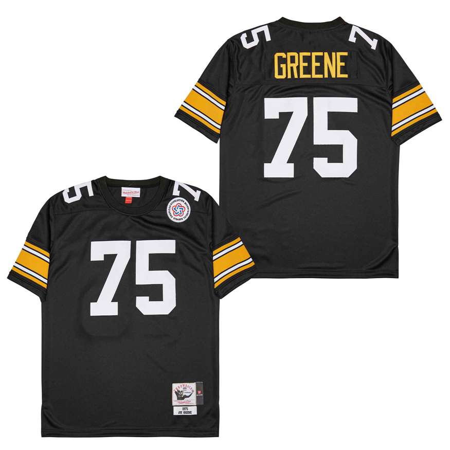 Men's Pittsburgh Steelers #75 Joe Greene Black 1975 Throwback Jersey