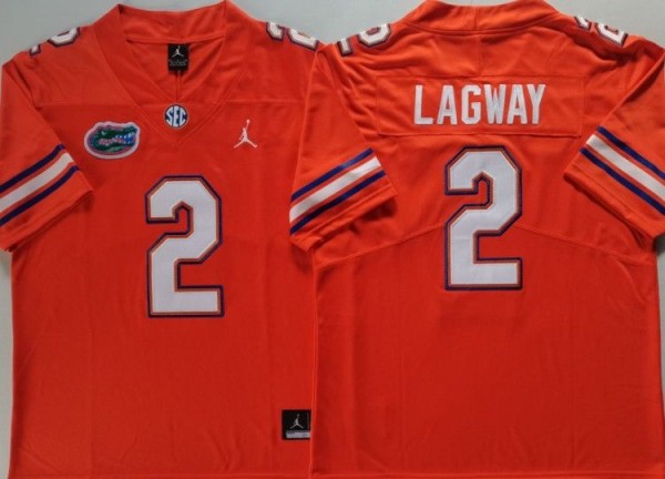 Men's Florida Gators #2 DJ Lagway Orange Football Stitched Jersey