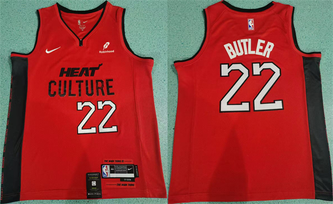 Men's Miami Heat #22 Jimmy Butler Red 2024 City Edition Stitched Basketball Jersey