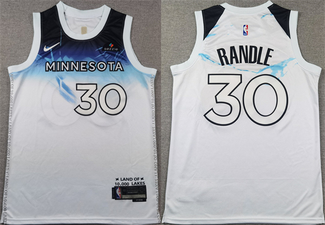 Men's Minnesota Timberwolves #30 Julius Randle White 2024 City Edition Stitched Jersey