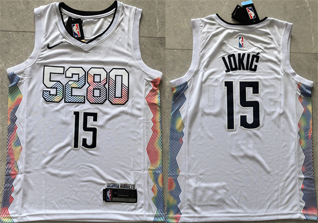 Men's Denver Nuggets #15 Nikola Jokic White 2024 City Edition Stitched Basketball Jersey