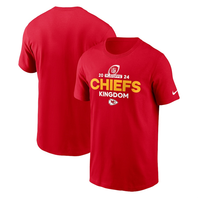 Men's Kansas City Chiefs Red 2024 Playoffs T-Shirt