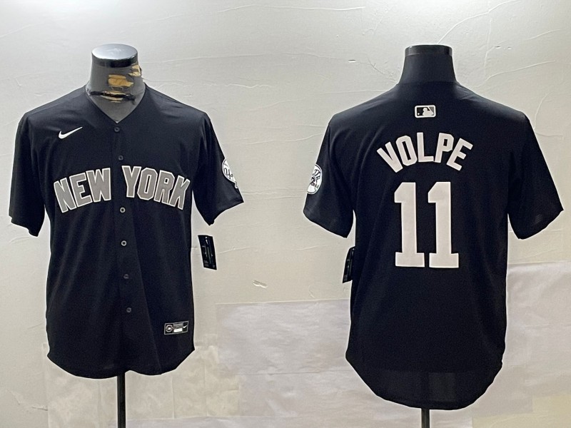 Men's New York Yankees #11 Anthony Volpe Black With Patch Limited Stitched Baseball Jersey