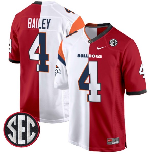 Men's Nike Champ Bailey Jersey Denver Broncos #4 Georgia Bulldogs Split Football Game All Stitched