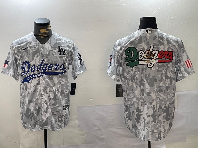 Men's Los Angeles Dodgers Team Big Logo 2024 Arctic Camo Stitched Baseball Mexico Jersey