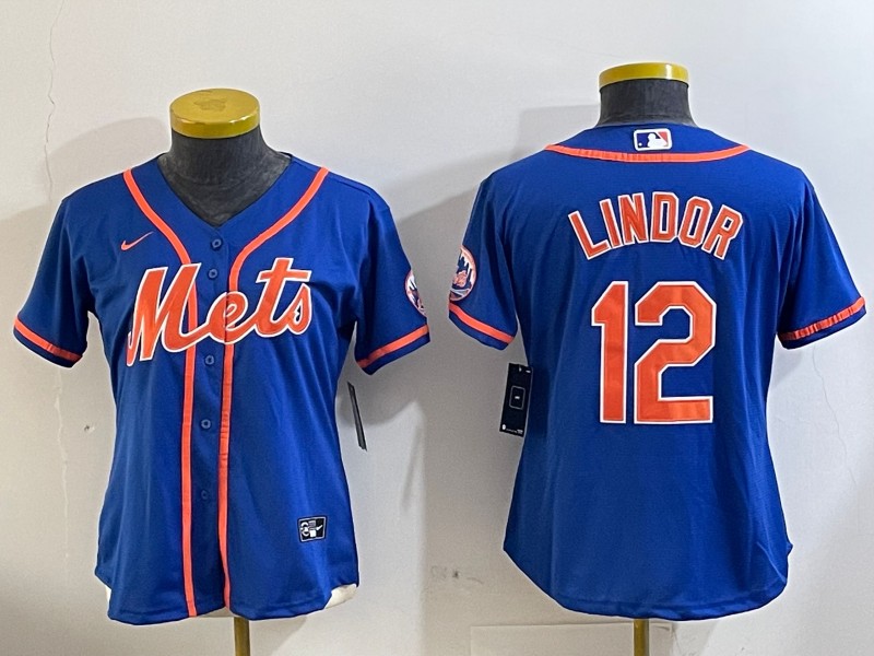 Women's New York Mets #12 Francisco Lindor Alternate Royal Stitched MLB Cool Base Nike Jersey