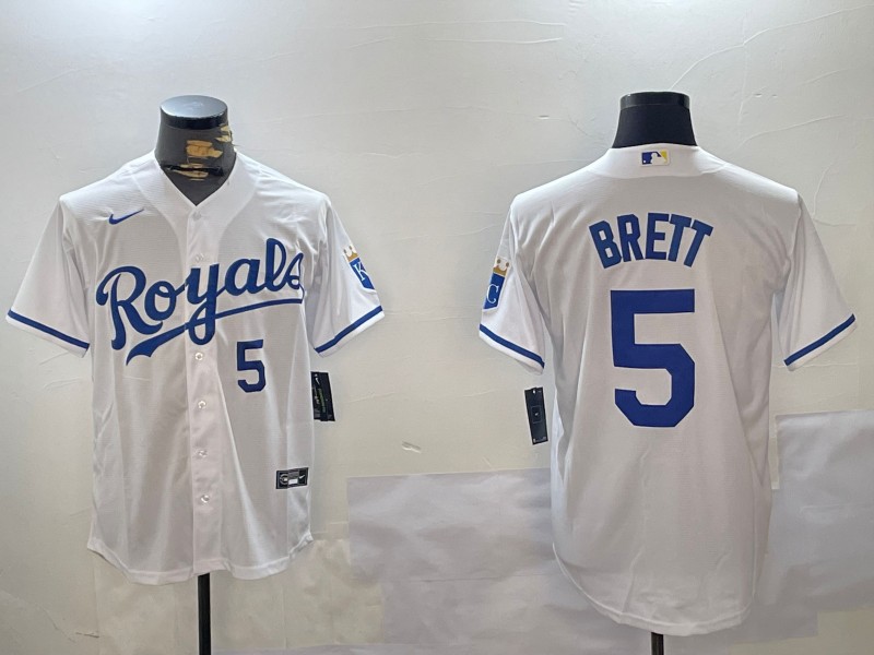 Men's Kansas City Royals #5 George Brett White Nike Limited Stitched Baseball MLB Jerseys