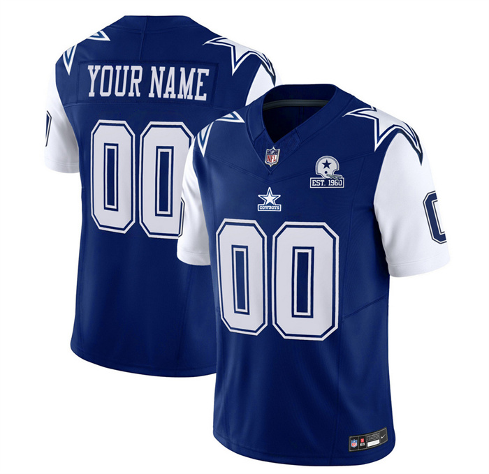 Men's Nike Dallas Cowboys Customized Navy 2023 F.U.S.E. With Established In 1960 Patch Vapor Limited Stitched Football Jersey