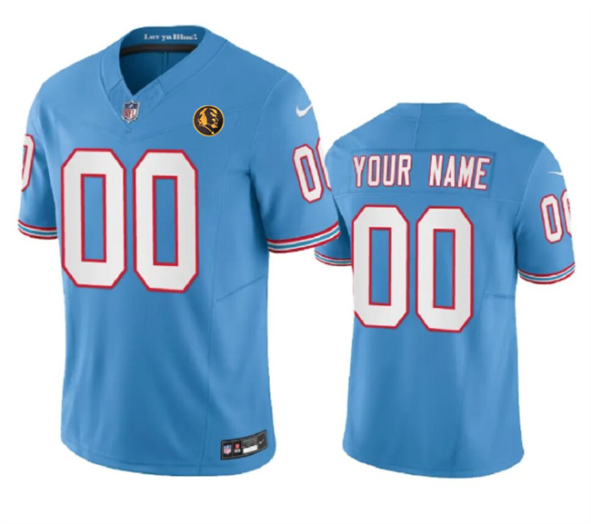 Men's Tennessee Titans Customized Blue 2023 F.U.S.E. Throwback With John Madden Patch Vapor Limited Stitched Football Jersey