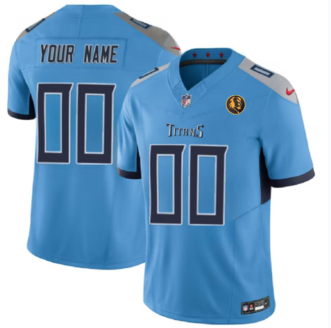 Men's Tennessee Titans Customized Blue 2023 F.U.S.E. With John Madden Patch Vapor Limited Stitched Football Jersey