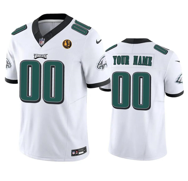 Men's Philadelphia Eagles Customized White 2023 F.U.S.E. With John Madden Patch Vapor Limited Stitched Football Jersey