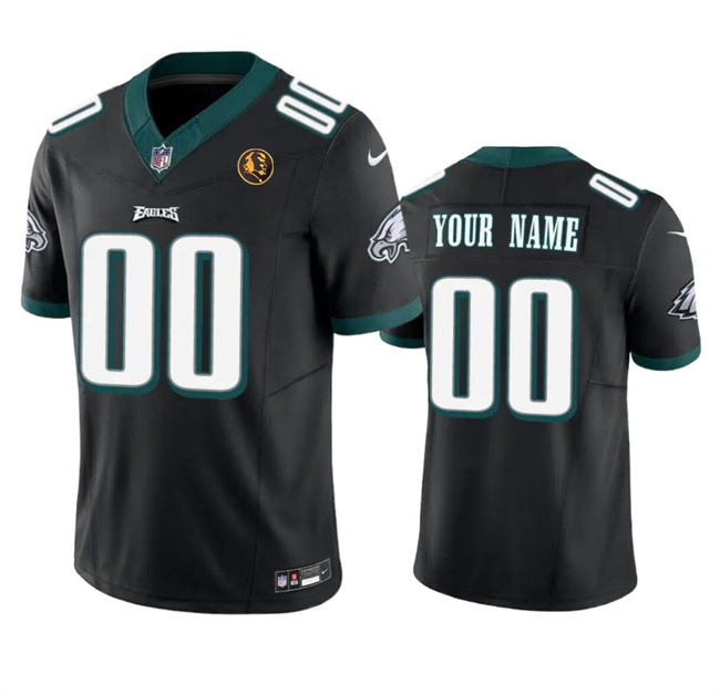 Men's Philadelphia Eagles Customized Black 2023 F.U.S.E. With John Madden Patch Vapor Limited Stitched Football Jersey