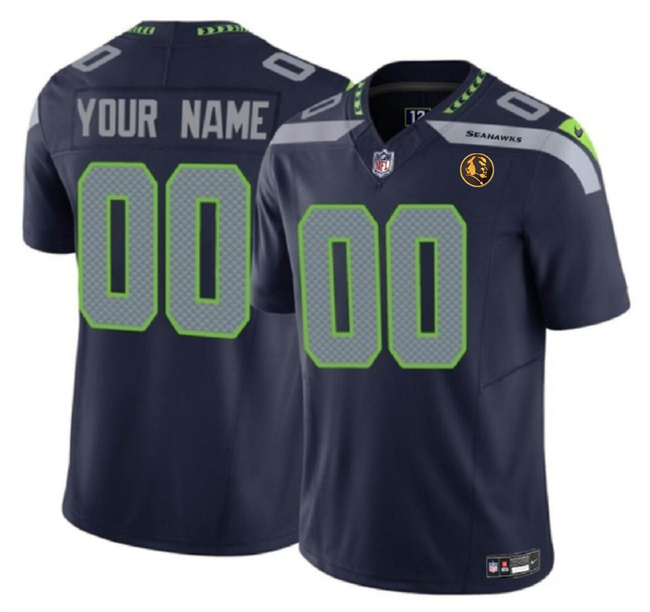 Men's Seattle Seahawks Customized Navy 2023 F.U.S.E. With John Madden Patch Vapor Limited Stitched Football Jersey