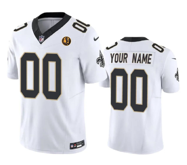 Men's New Orleans Saints Customized White 2023 F.U.S.E. With John Madden Patch Vapor Limited Stitched Football Jersey