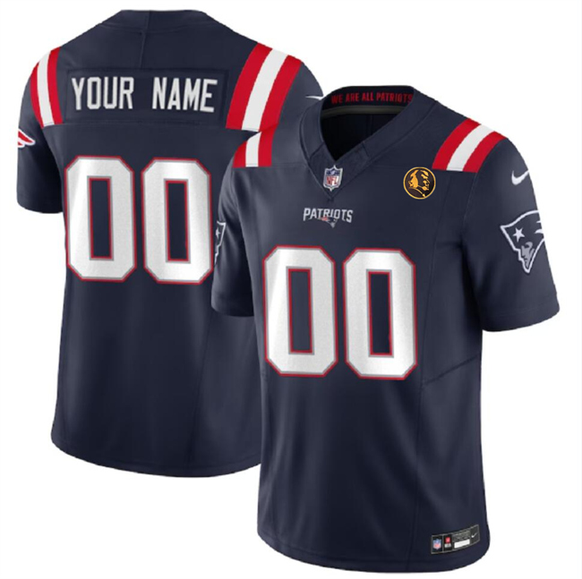 Men's New England Patriots Customized Navy 2023 F.U.S.E. With John Madden Patch Vapor Limited Stitched Football Jersey