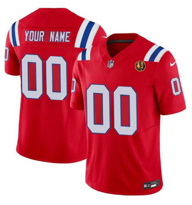 Men's New England Patriots Customized Red 2023 F.U.S.E. With John Madden Patch Vapor Limited Stitched Football Jersey