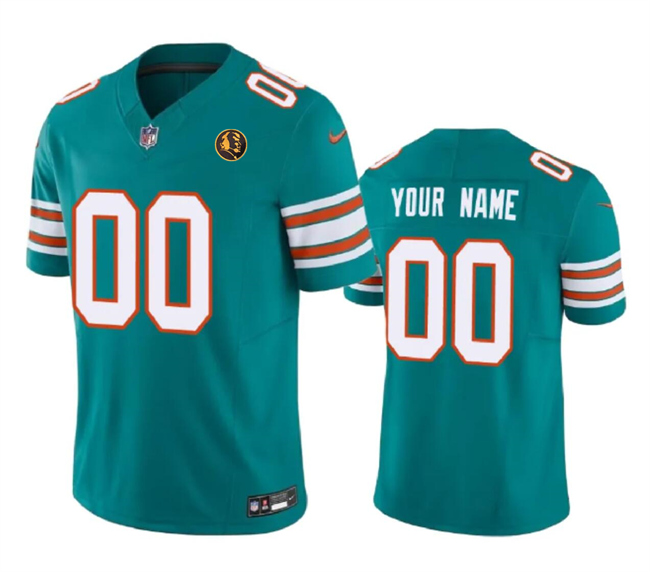 Men's Miami Dolphins Customized Aqua 2023 F.U.S.E. Alternate With John Madden Patch Vapor Limited Stitched Football Jersey