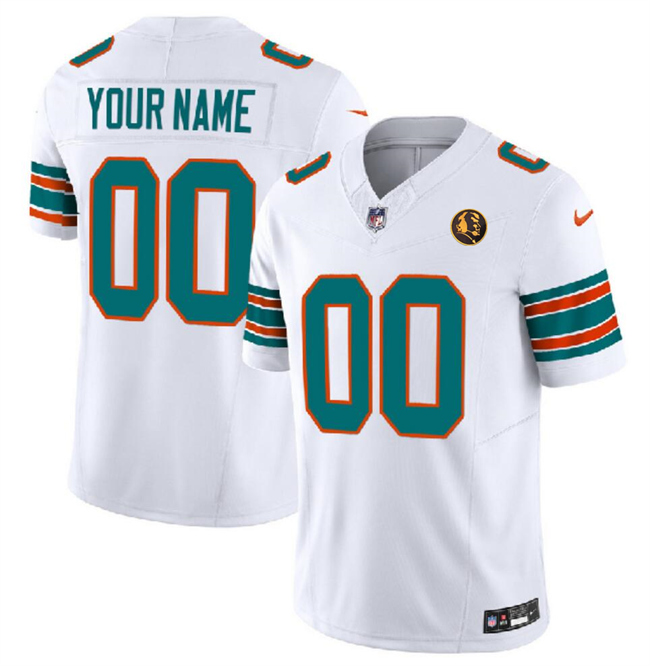 Men's Miami Dolphins Customized White 2023 F.U.S.E. Alternate With John Madden Patch Vapor Limited Stitched Football Jersey