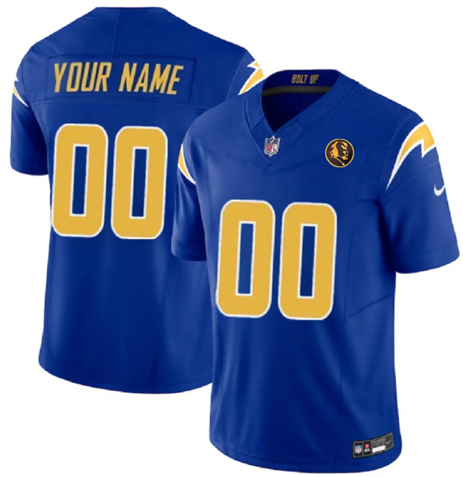 Men's Los Angeles Chargers Customized Royal 2023 F.U.S.E. With John Madden Patch Vapor Limited Stitched Football Jersey