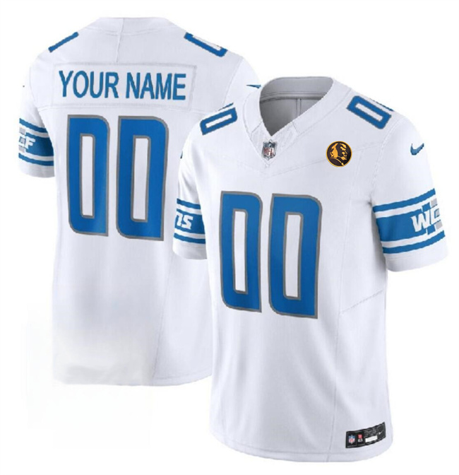 Men's Detroit Lions Customized White 2023 F.U.S.E. With John Madden Patch Vapor Limited Stitched Football Jersey