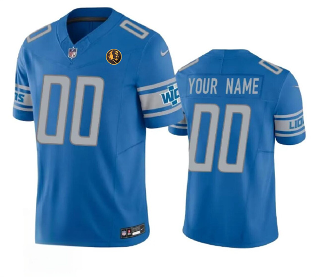 Men's Detroit Lions Customized Blue 2023 F.U.S.E. With John Madden Patch Vapor Limited Stitched Football Jersey