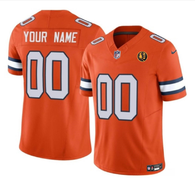 Men's Denver Broncos Customized Orange 2023 F.U.S.E. With John Madden Patch Vapor Limited Stitched Football Jersey