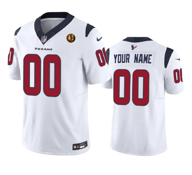 Men's Houston Texans Customized White 2023 F.U.S.E. With John Madden Patch Vapor Limited Stitched Football Jersey