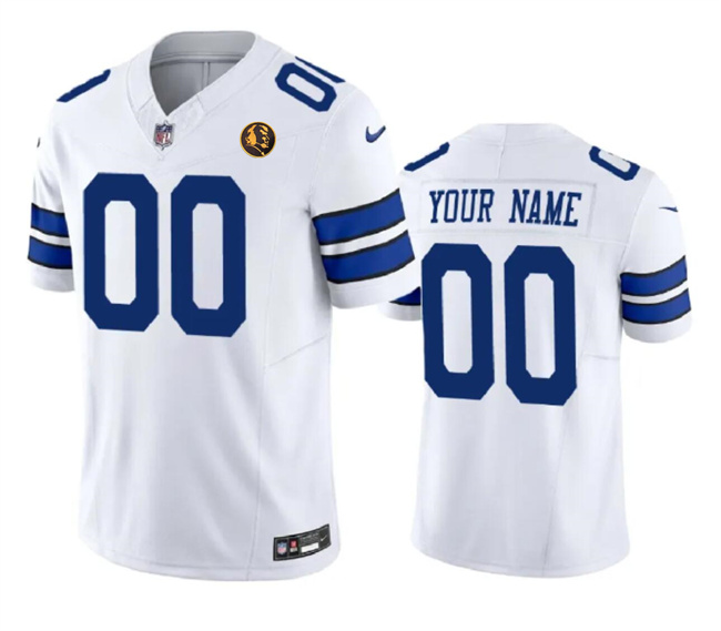 Men's Dallas Cowboys Customized White 2023 F.U.S.E. With John Madden Patch Vapor Limited Stitched Football Jerseys