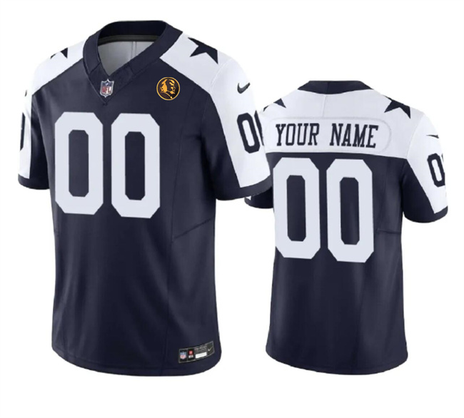 Men's Dallas Cowboys Customized Navy 2023 F.U.S.E. With John Madden Patch Vapor Limited Stitched Football Jersey