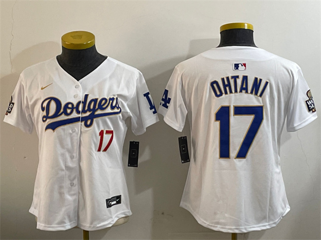 Youth Los Angeles Dodgers #17 Shohei Ohtani White Gold 2024 World Series Home Limited Stitched Baseball Jersey