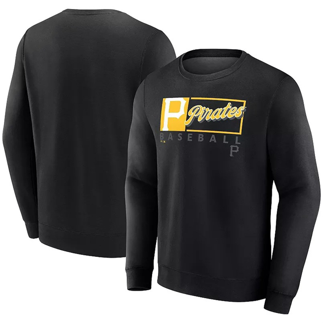 Men's Pittsburgh Pirates Black Focus Fleece Pullover Sweatshirt