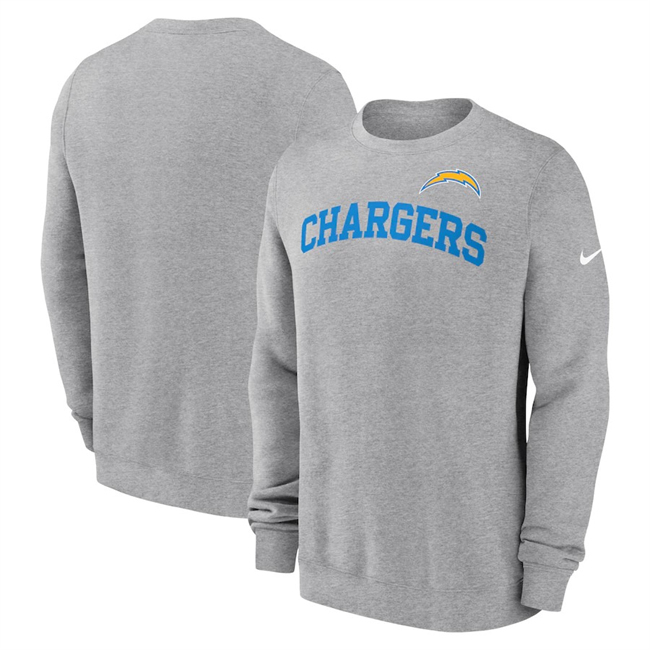 Men's Los Angeles Chargers Heather Grey Club Pullover Sweatshirt