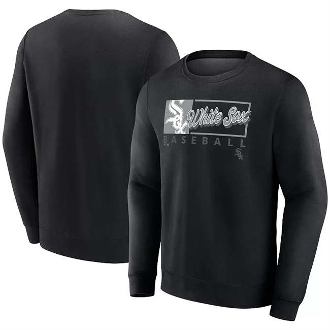 Men's Chicago White Sox Black Focus Fleece Pullover Sweatshirt