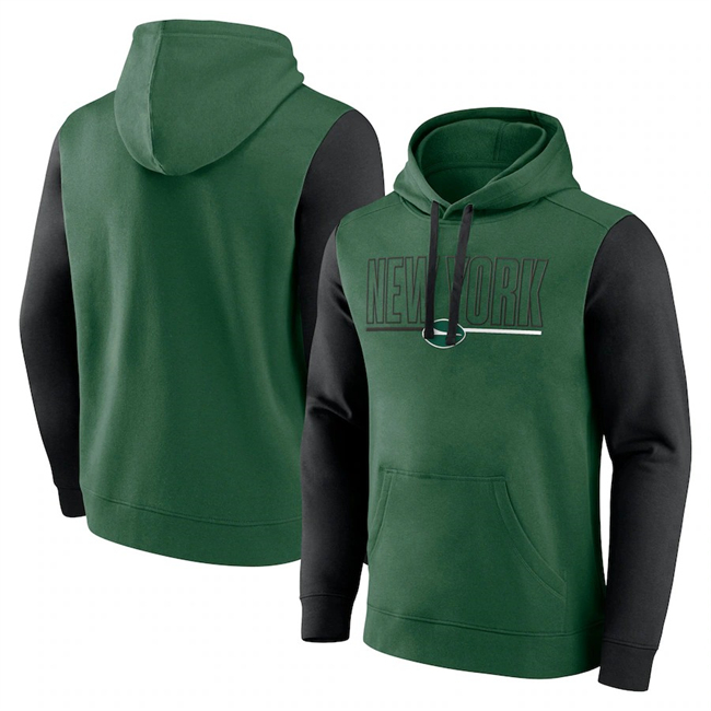 Men's New York Jets Green Black Outline Pullover Hoodie