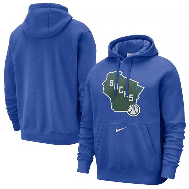 Men's Milwaukee Bucks Royal 2024-25 City Edition Essential Club Pullover Hoodie