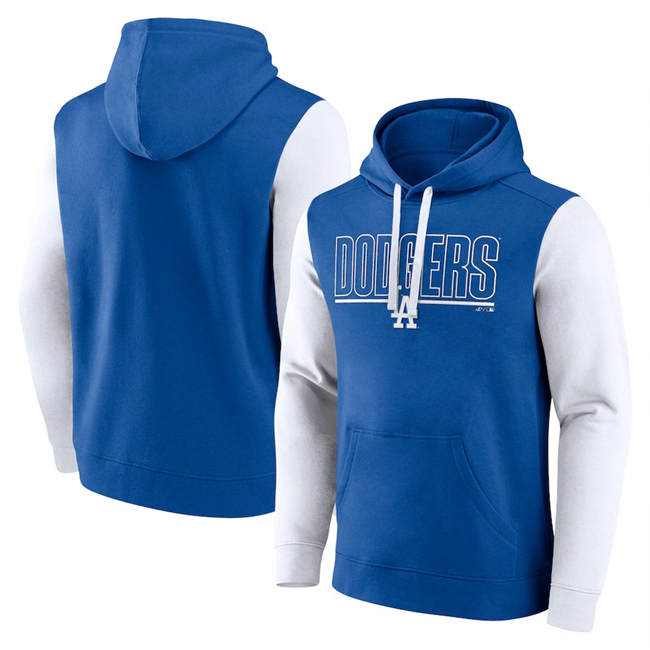 Men's Los Angeles Dodgers Royal Outline Fleece Pullover Hoodie