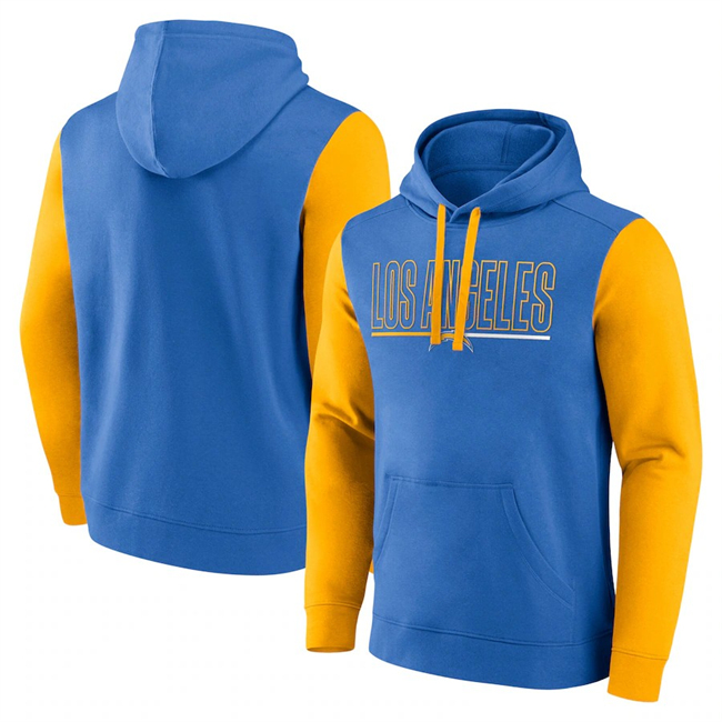 Men's Los Angeles Chargers Blue Gold Outline Pullover Hoodie