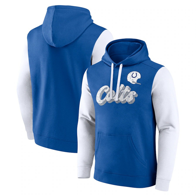 Men's Indianapolis Colts Blue White Fleece Pullover Hoodie