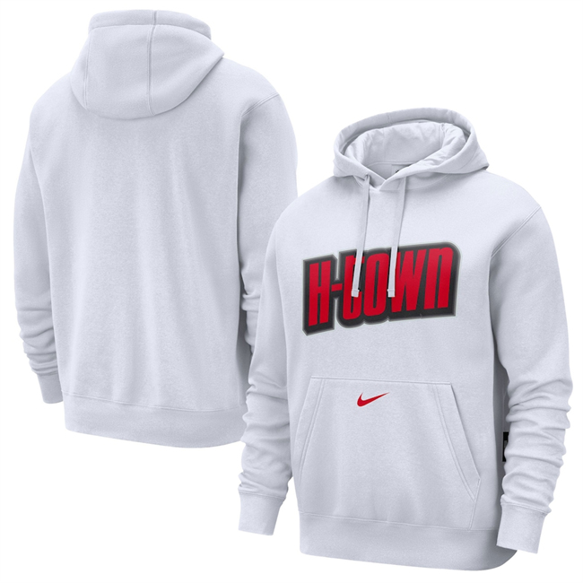 Men's Houston Rockets White 2024-25 City Edition Essential Club Pullover Hoodie