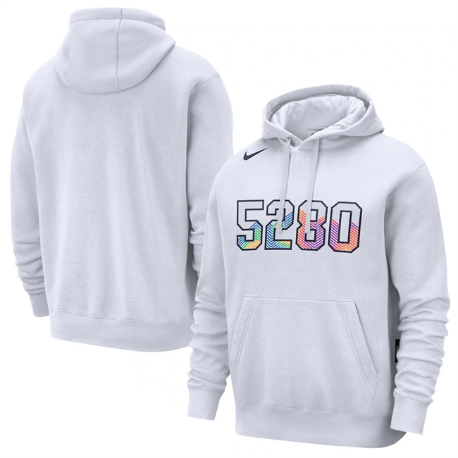 Men's Denver Nuggets White 2024-25 City Edition Essential Club Pullover Hoodie