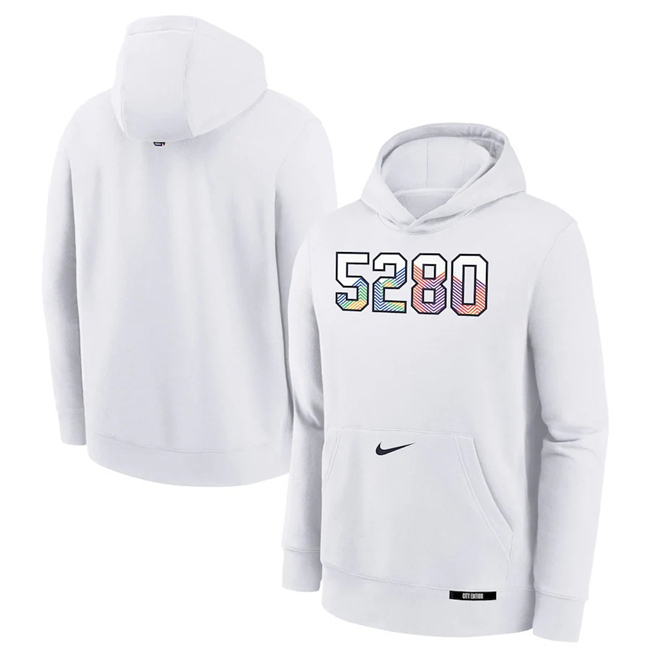 Men's Denver Nuggets White 2024-25 City Edition Fleece Club Pullover Hoodie