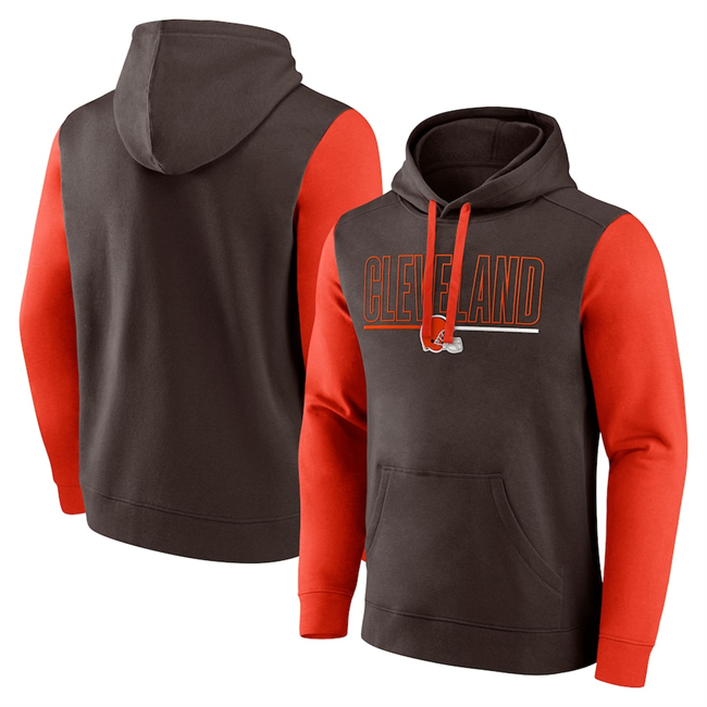 Men's Cleveland Browns Brown Orange Outline Pullover Hoodie